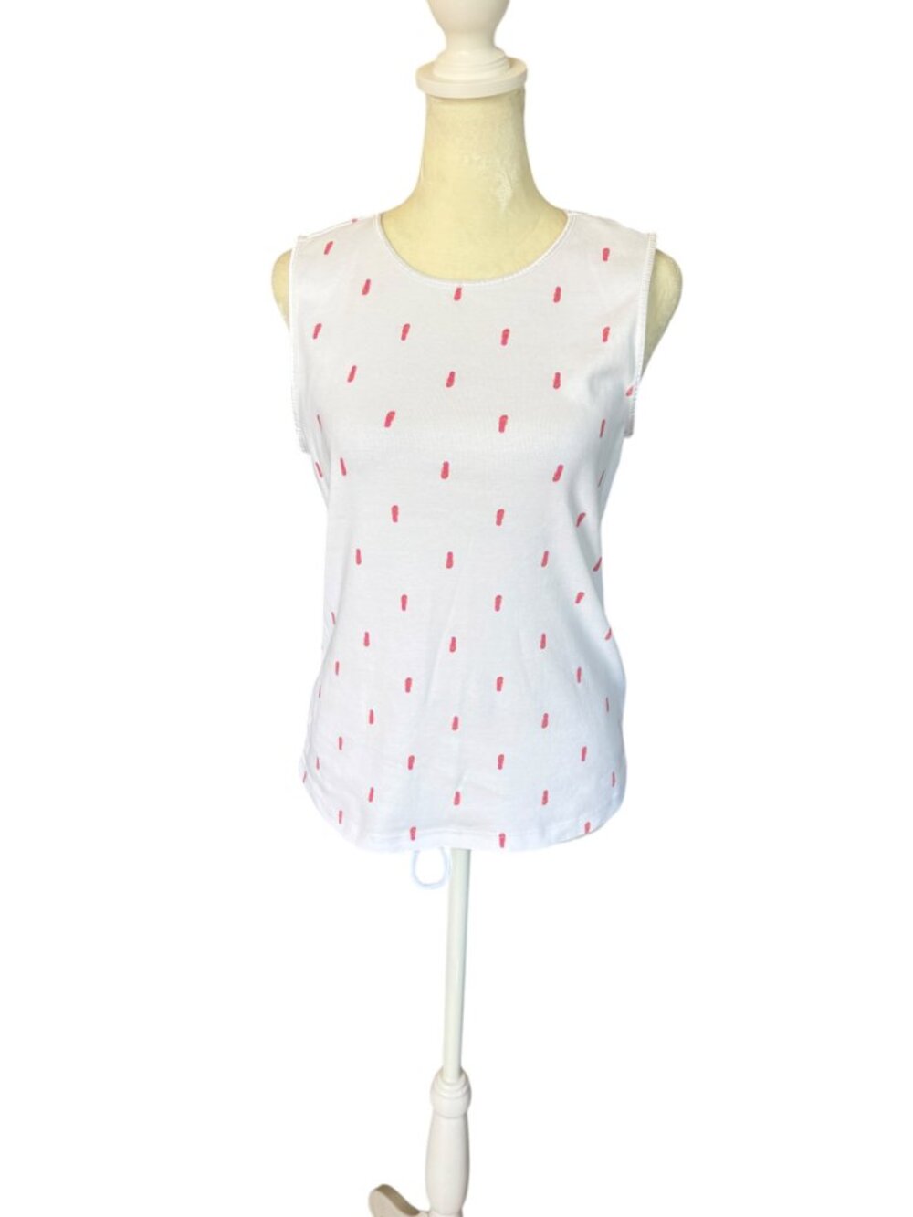 Christopher & Banks white sleeveless flip flop print tank top women's size M